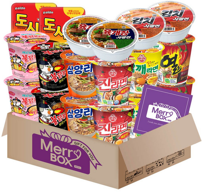 소컵라면18개세트 19호(삼양x2+불닭볶음면x2+까르보불닭볶음면x2+진라면 매운맛x2+열x2+참깨x2+미니왕뚜껑x2+육개장사발면x2+김치사발면x2)+메세지카드, 1박스