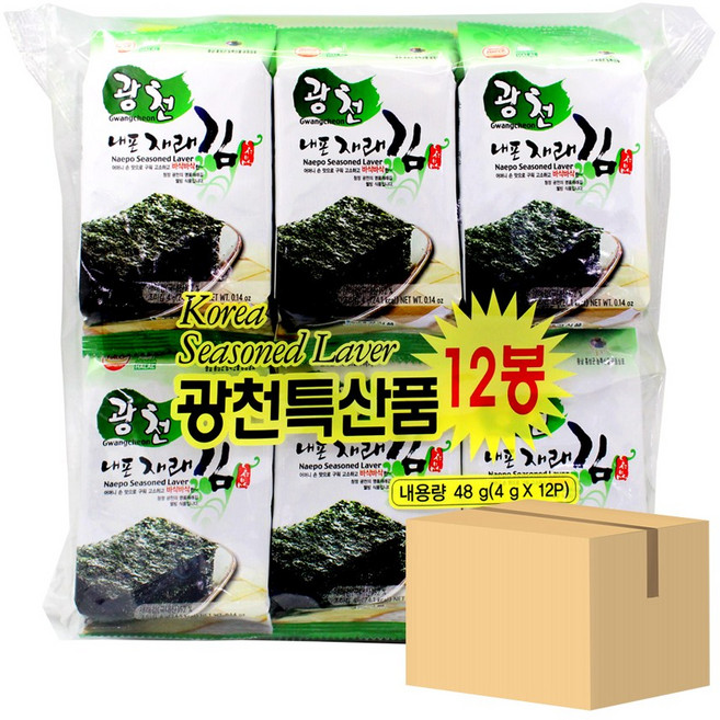 광천내포재래김 [12단x10팩] 1박스, 10개, 단품