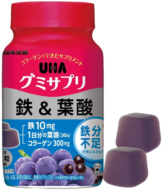 UHA 구미 사프리 철 & 엽산 아사이 믹스 맛 30 일분 60 알갱이 1 일 2 알갱이, 1개 - 쿠팡