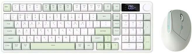 지클릭커 오피스프로 사일런스 무소음 무선 블루투스 98키 LCD 키보드 버티컬 마우스 세트, 그린위치, WMK600 98키 LCD, 일반형