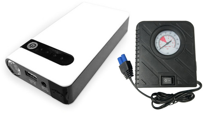 【任e行】PT-106 12000mAh 行動電源 救車電源, PT106救車電源(白色)+打氣機