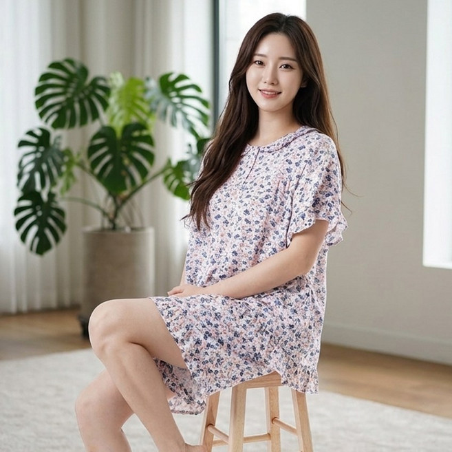 캐리루시 여성 여름 인견 상하세트 시원한 꽃무늬 원마일룩 잠옷