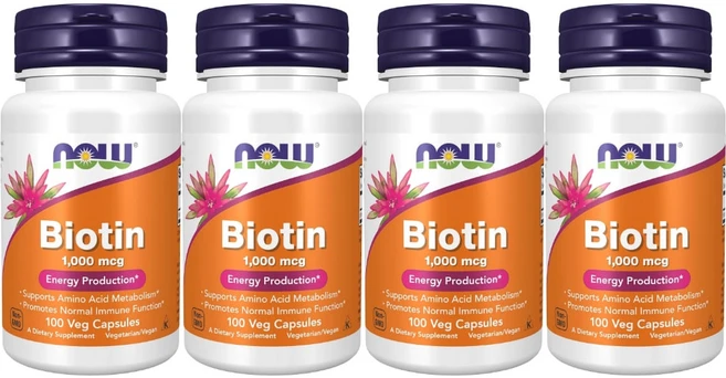 [정품보장]Now Biotin 나우 푸드 비오틴 1000mcg 100정 X 4병, 4개 - 쿠팡