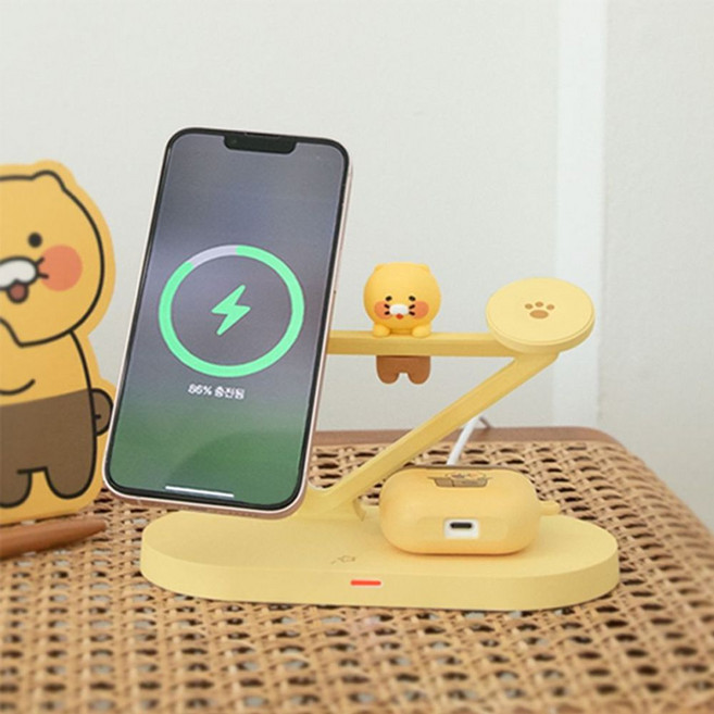 춘식이 5in1 무선충전 거치대 1P 워치 핸드폰 충전기, 상세페이지 참조, 1개