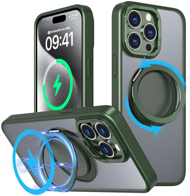 원더글라스 2배자력 에어 아머 회전 맥세이프 링 스탠드 케이스