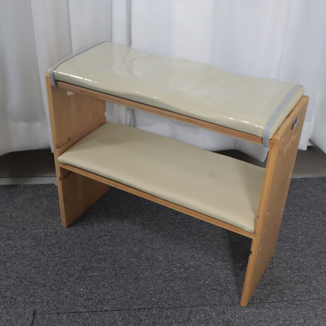 카라 네일 발각질 받침대 테이블 시술대 대나무 원목+탈부착 상판쿠션 세트, 04.발각질받침대 연베이지, 비닐커버추가, 1개, 연베이지