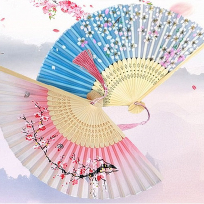 꽃숨 접부채 수공예 접이식 부채 동양화 1+1, 1세트, A.01
