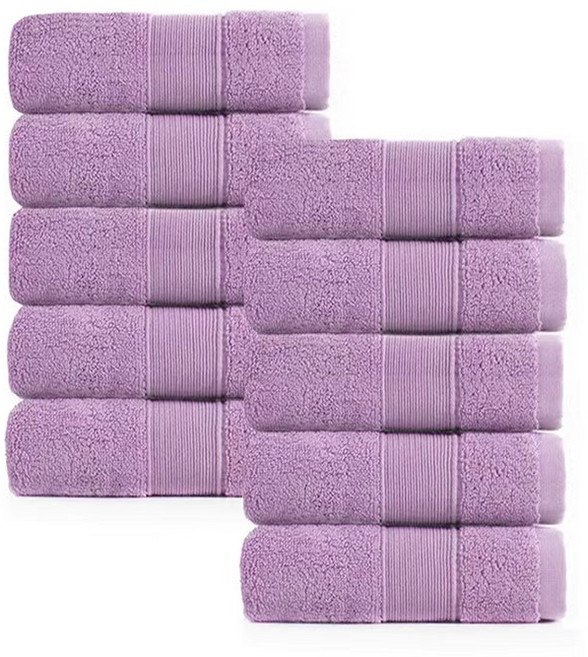 록신 호텔수건 라인보더 200g 40수 코마사, 라벤더, 10개