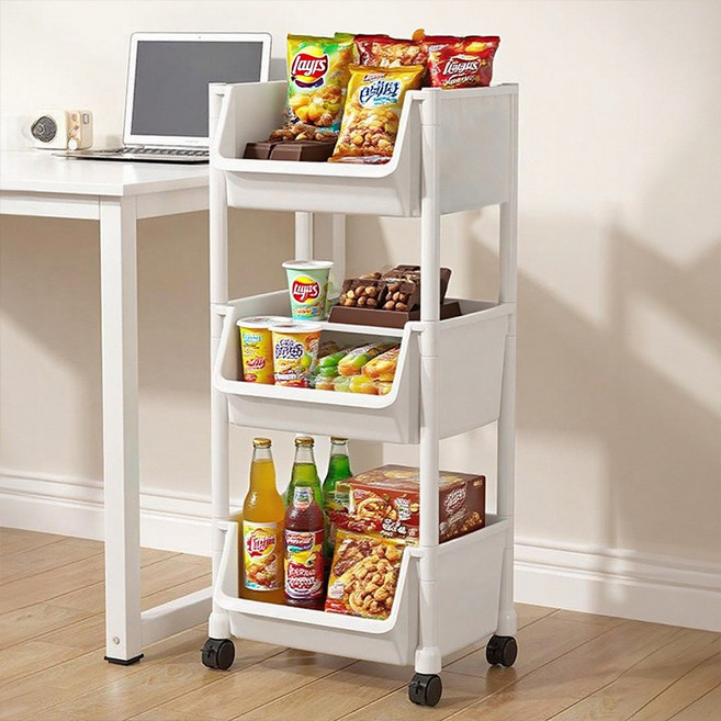 Tiger Pavilion 이동식 트롤리 보관함 3단, 화이트