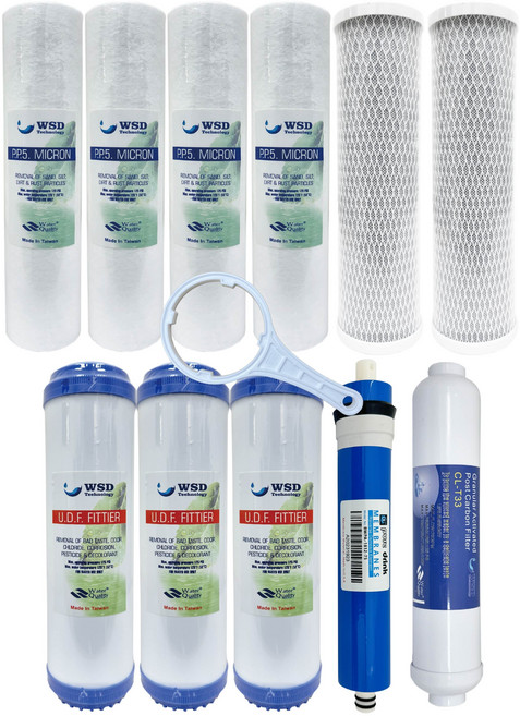 WSD濰思德 10吋一年份五道式75加侖RO逆滲透淨水器濾心組 高效過濾雜質、重金屬 確保飲水安全 全家安心飲用, 1箱, 11支