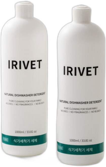 아이리벳 내츄럴 식기세척기 세제 대용량, 1L, 2개