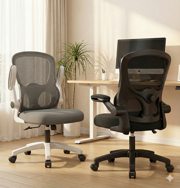 DADA 人體工學設計 可後仰升降 扶手可收 辦公椅 學生椅, 黑色[24小時出貨 台灣保固], 無頭枕