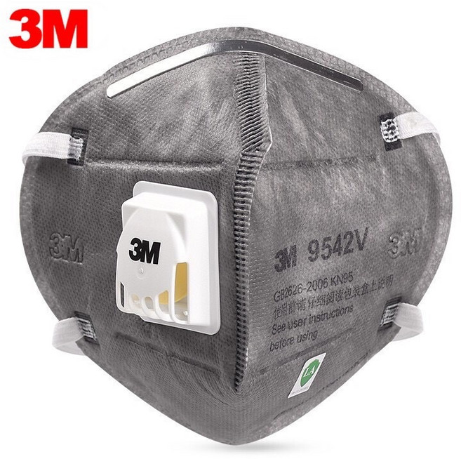 3M KN95 口罩, 9542V + 頭帶式有閥(灰色), 1個, 1個裝