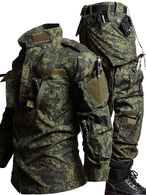 군복세트 남성 디지털 위장복 특수부대 전술복 밀리터리 작업복 겨울용 긴팔 훈련복, 1_ACU 러시아 미채복 상의+바지