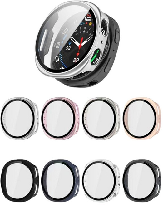 갤럭시워치8 호환 풀커버 케이스 PC 하드 강화유리 40mm 44mm, 투명