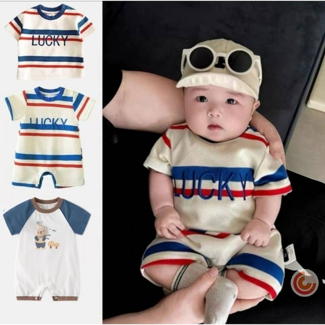 寶寶帥氣條紋連身裝 版恐龍