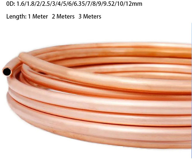 황동선 소프트 구리 튜브 코일 OD 1.6 1.8 22 13M. 534566. 99.9 와이어 파이프 에어컨 냉각 공예 35mm 78mm12mm, 2) 1 Meter  1.8x0.5mm, 1개