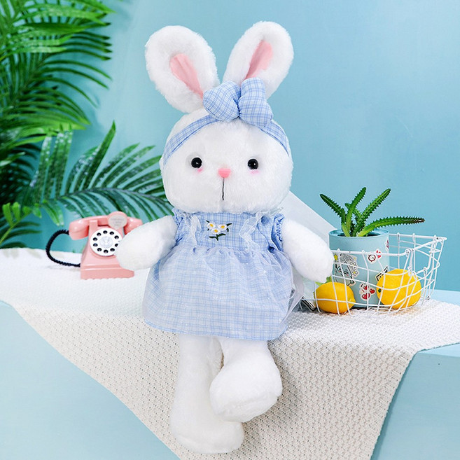 669귀요미 토끼인형 원피스 토끼인형, 1개, 블루, 38cm