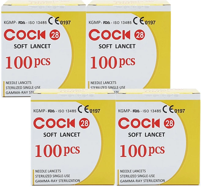 cock 콕 소프트 란셋 28G 아큐첵 소프트클릭스 호환 채혈침, 4개, 100개입 - 쿠팡