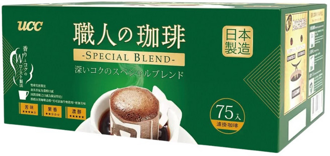 UCC 職人精選SPECIAL BLEND濾掛式咖啡 日本製造, 7g, 1箱, 75個裝