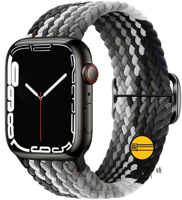 適用於 Apple Watch 編織尼龍彈力錶帶, 黑巧色, 三代42/44/45/十代46/49mm, 1個