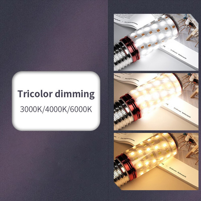 촛불 전구 캔들 필라멘트 LED 램프 거치대 가정용 비상 조명 강한 빛 3000K 4000K 6000K E27 E14 3W 6W 9W 12W 15W 220V 110V 6 개, [04] Tricolor dimming, [01] E14, [05] 15W, 1개
