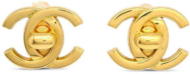 샤넬 중고 1996 라지 CC 턴락 이어링