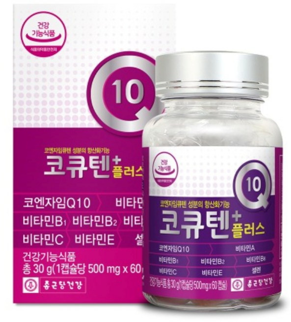 종근당 코큐텐 플러스 코엔자임 큐텐 Q10 항산화 1박스 2개월분, 종근당건강 코큐텐 플러스 500mh x 60캡슐, 1개, 60정