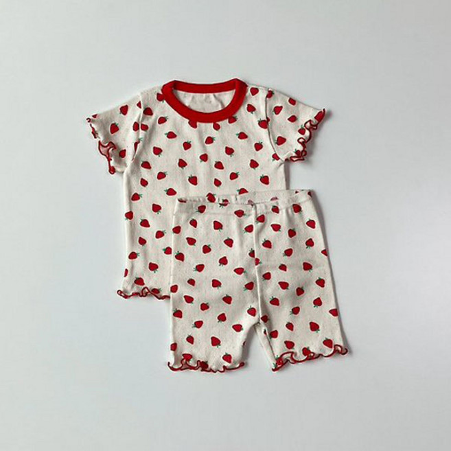 6개월 아기잠옷세트 돌 여람 딸기 잠옷 상하세트