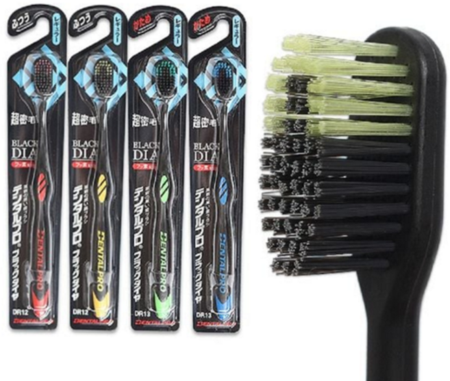 유진오피스 성인용 칫솔 초극세모 다이아몬드모 강한모 일반 칫솔 레귤러 블랙 구강 여행용 욕실 개인