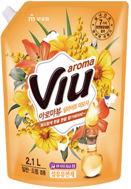 아로마뷰 딜라이트 미모사 섬유유연제 리필, 2.1L, 3개