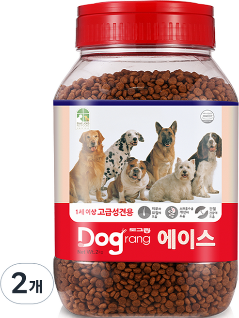 도그랑 어덜트 강아지 에이스 건식사료, 닭, 2kg, 2개