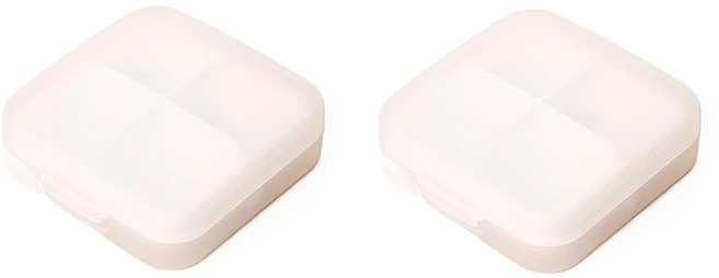 미소데이샵 휴대용 알약 케이스 4구 2p 반투명, 화이트, 1세트 - 쿠팡