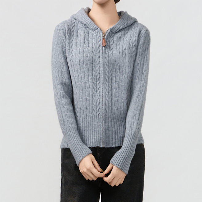 클레이스 꽈배기 케이블 핏이사는 집업 후드니트 티