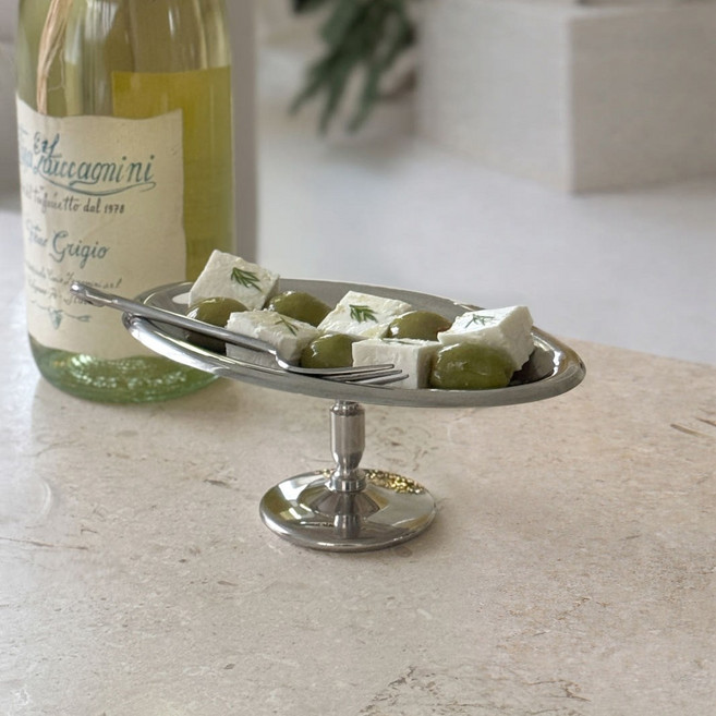 스테인레스 홈파티 케이크 디저트 스탠드 접시 모던타입, 1개, 실버