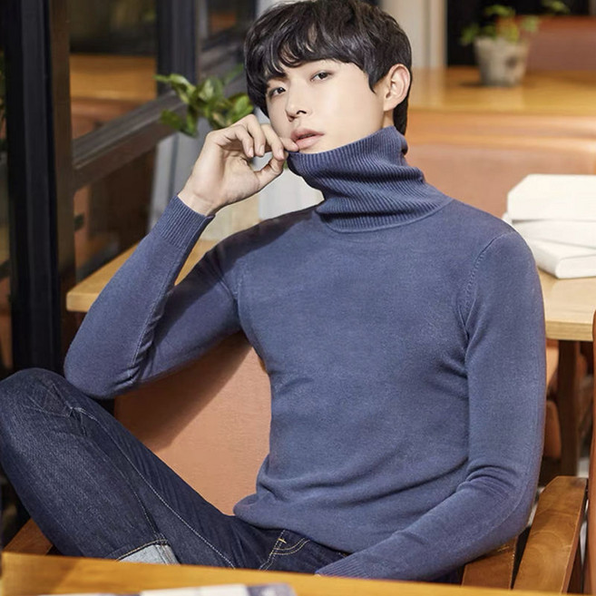 가을 겨울 남자 터틀넥 스웨터 솔리드 남성 슬림 니트 폴라티 캐주얼 남성용 목폴라 니트 CJJ