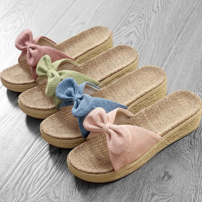 준캡 층간소음 통기성좋은 린넨리본 왕골슬리퍼 실내화 거실화 단체슬리퍼 사은품 펜션슬리퍼