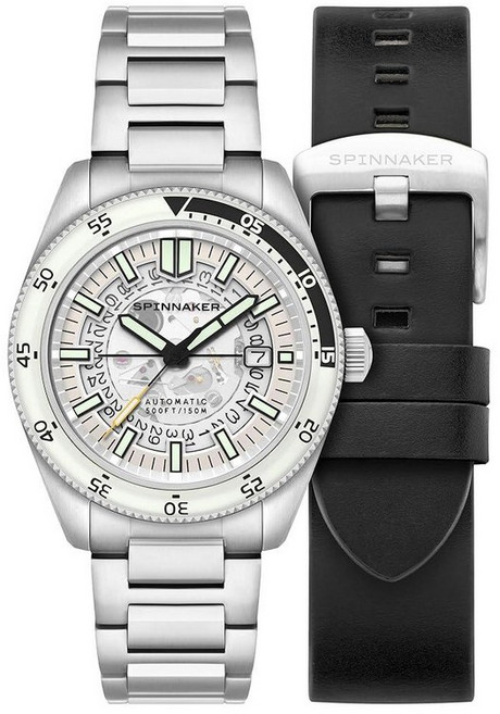 Spinnaker 남성용 43mm Fleuss 오토매틱 시계 솔리드 스테인리스 스틸 팔찌 SP-5118 브릴리언트 화이트 Fleuss 오토매틱