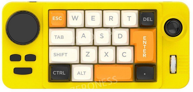 스팀덱 프로크리에이트 매크로키보드 조이스틱 노브 19키 내장 기계식 적축 키패드 RGB, 오렌지축, 19개의 키, 황색