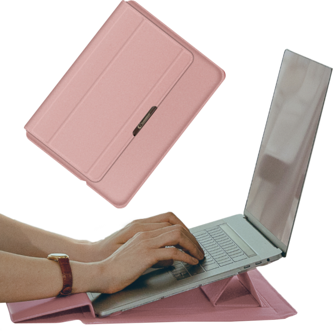 이코노미쿠스 거치대겸용 손목보호 노트북 파우치 가방 케이스, 핑크, 1개