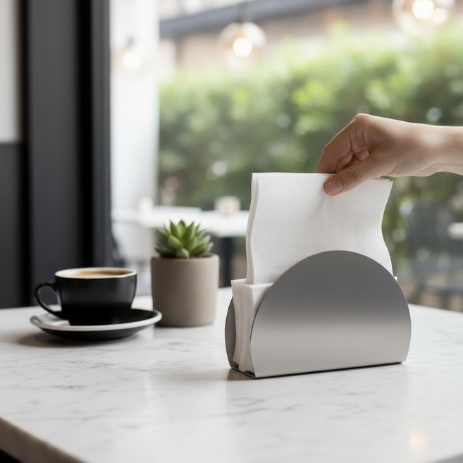 리브포스 쏟아짐방지 카페 업소용 냅킨 홀더 꽂이, 1개, 실버