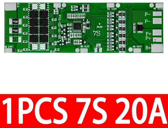 7S 10A 15A 20A 30A 24V BMS 이온 18650 배터리 충전 보드 밸런스 기능 단락 온도 보호, 7S 20A BMS, 1개