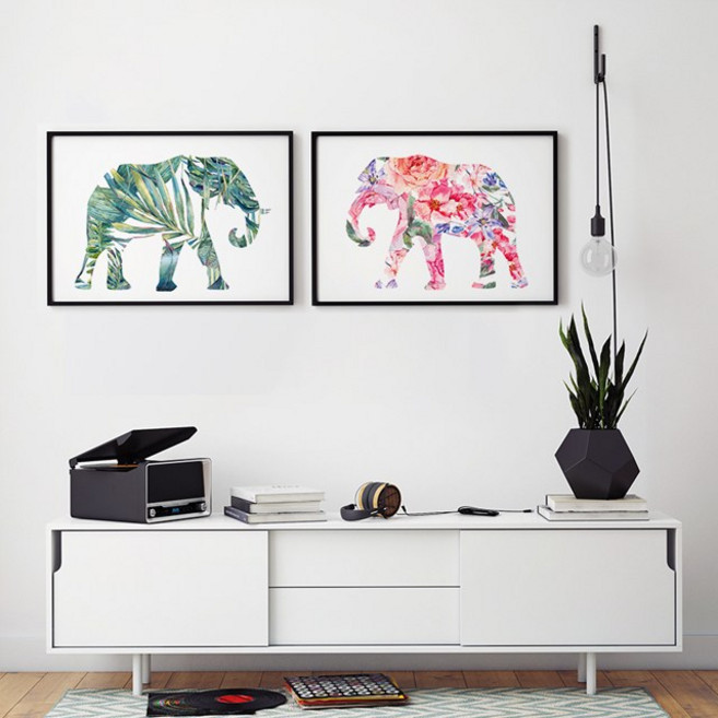 위드포스터 코끼리 액자 풍수지리 인테리어 그림, 01. A3(297x420mm) 포스터 (액자미포함)