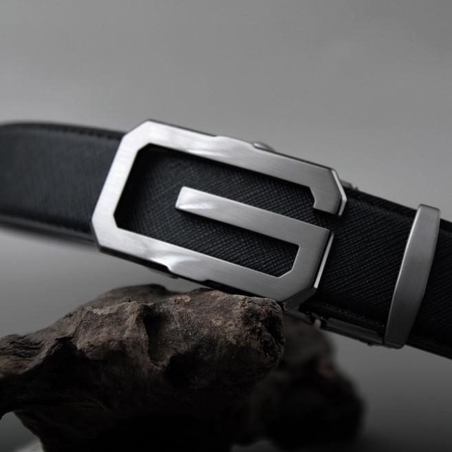 소가죽 정장 허리띠 사각 모던 스퀘어 자동 버클 벨트