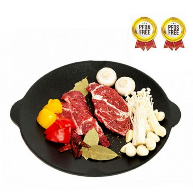 5중코팅 그리들 33cm 눌러붙음 최소화 캠핑 다용도 불판 프라이팬, 1개