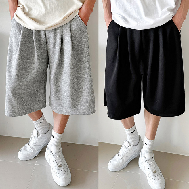 [매일입는] M버뮤다 3턱 반바지 트레이닝 핀턱 스웻팬츠 편한 여름 하프 6부 남녀공용