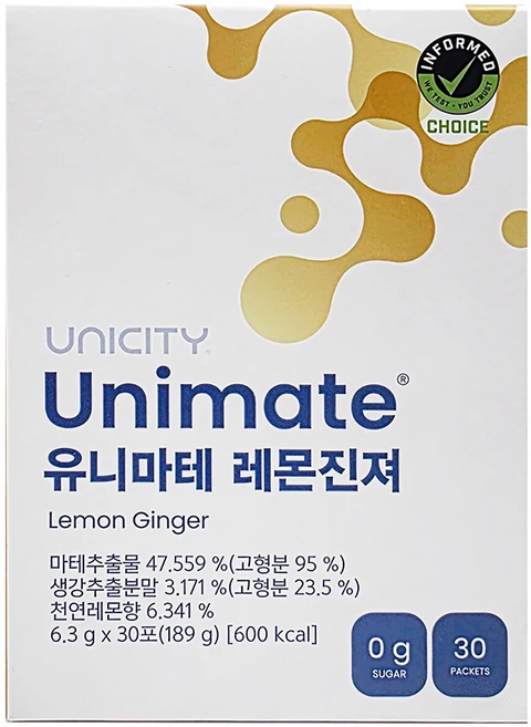 유니시티 유니마테 레몬진져 30포, 6.3g, 30개입, 1개, 60정 - 쿠팡