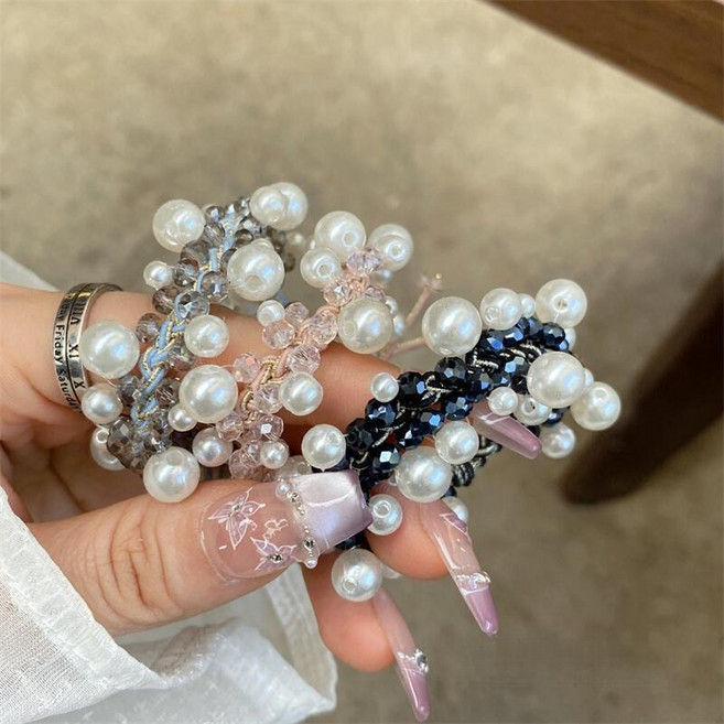 ZMBIRD 진주 비즈 머리 고무줄 고탄력 3종세트 N5437