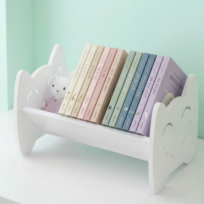 빈스트 원목 탁상용 미니 책정리 책꽂이, 1단, 화이트