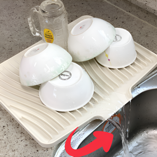 한솔템 완벽 물빠짐 실리콘 식기 건조매트, 1개, 아이보리, 1단